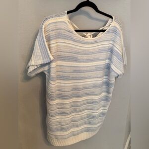 St. John Cashmere Linen Striped Knit Top Tie Back Size P